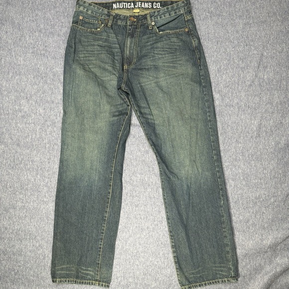 Nautica Jeans Company Mens 33x31 Blue Relaxed Tapered Denim Medium Wash‎ Baggy - Picture 1 of 8
